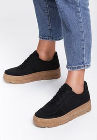 Renee - Czarne Sneakersy Riparian Rights. Nosek buta: okrągły. Zapięcie: sznurówki. Kolor: czarny. Szerokość cholewki: normalna. Wzór: jednolity. Sezon: wiosna, jesień #6