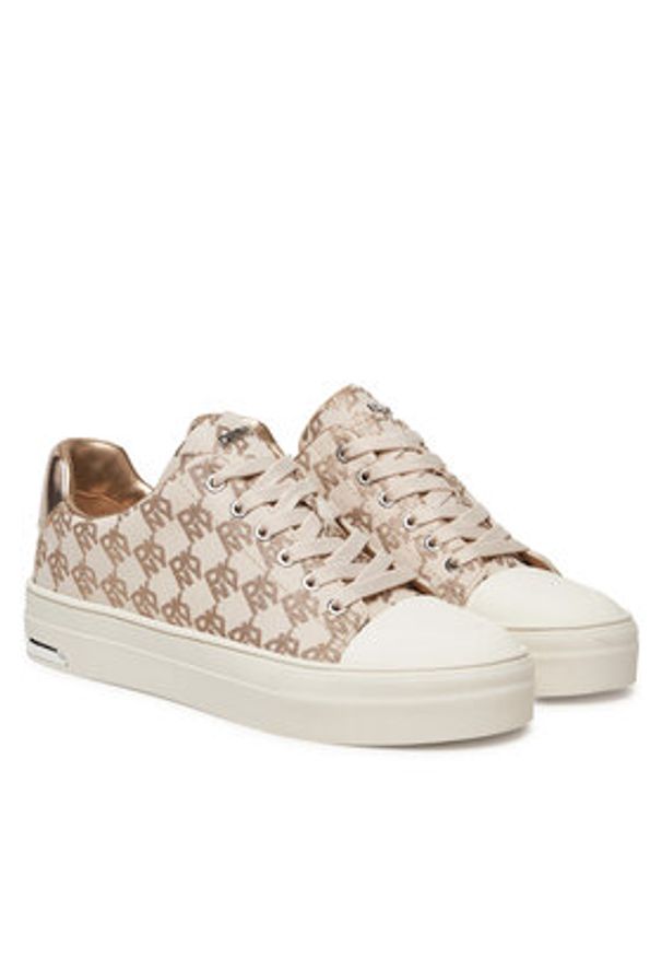 DKNY Trampki York Lace UP Sneak K2533982 Beżowy. Kolor: beżowy. Materiał: materiał