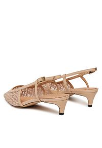 TOMMY HILFIGER - Tommy Hilfiger Sandały Mono Squared Toe Kitten Slingb FW0FW08746 Beżowy. Kolor: beżowy. Materiał: materiał #3