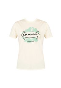 Guess T-Shirt "LA Logo" | M3GI61K9RM1 | Mężczyzna | Żółty. Okazja: na co dzień. Kolor: żółty. Materiał: bawełna. Długość: długie. Wzór: nadruk. Styl: elegancki, casual
