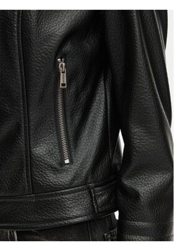 Guess Kurtka z imitacji skóry W6YL25 W2914 Czarny Regular Fit. Kolor: czarny. Materiał: skóra