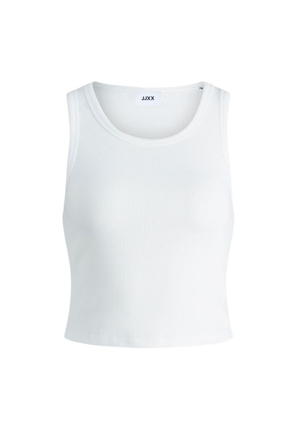 Damski tank top JJXX fallon. Kolor: biały. Materiał: dzianina, bawełna, elastan