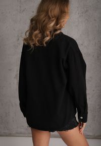 Renee - Czarna Jeansowa Kurtka Koszulowa z Bawełny z Kieszeniami Desreta. Kolor: czarny. Materiał: bawełna, jeans #4