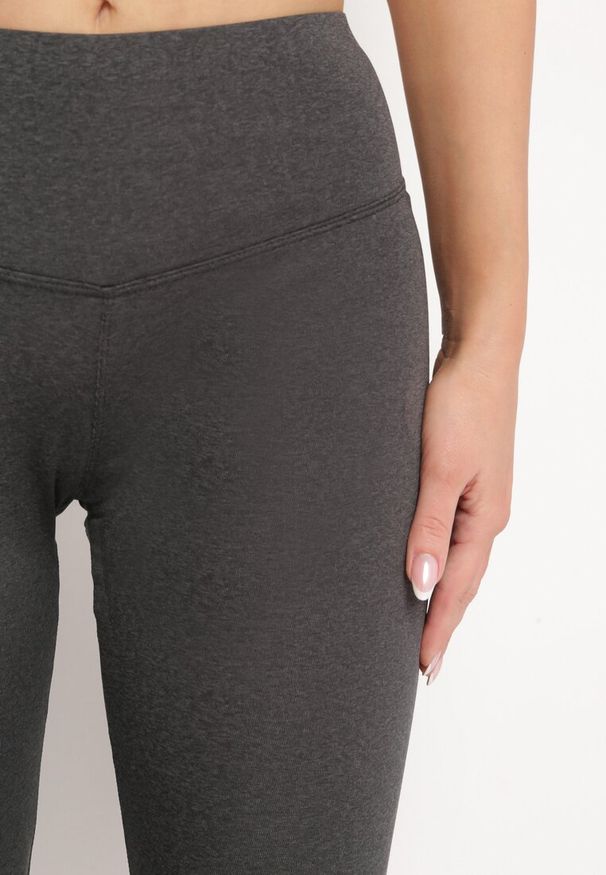 Born2be - Ciemnoszare Legginsy z Gumką w Pasie Cacilla. Okazja: na co dzień, do pracy, na spotkanie biznesowe. Kolor: szary. Styl: biznesowy, casual, elegancki