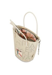 Beżowa Torebka Anekke Elegancki Kuferek Damski Anekke. Kolor: beżowy. Dodatki: z breloczkiem. Materiał: z tłoczeniem. Styl: elegancki. Rodzaj torebki: na ramię