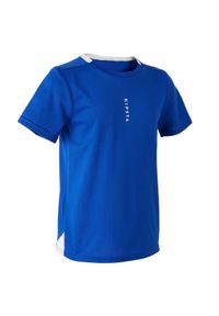KIPSTA - Koszulka do piłki nożnej dla dzieci Kipsta Essential. Kolor: niebieski. Materiał: poliester, materiał. Sezon: lato. Sport: piłka nożna