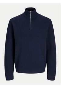 Jack & Jones - Jack&Jones Sweter Milano 12259664 Granatowy Relaxed Fit. Kolor: niebieski. Materiał: bawełna