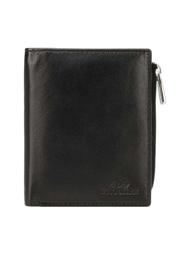 Wittchen - Portfel ze skóry z zapięciem UNISEX. Kolor: czarny. Materiał: skóra