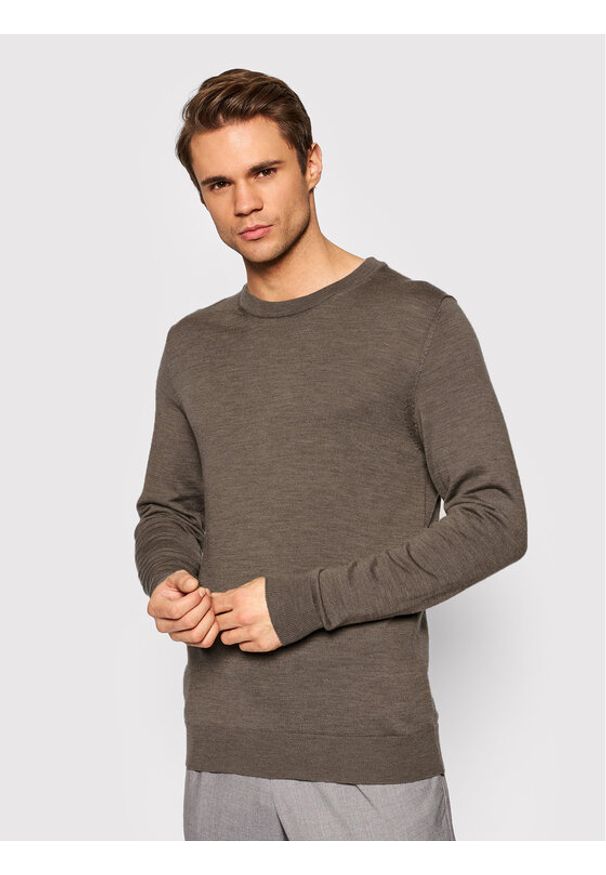 Jack & Jones - Jack&Jones Sweter Mark 12175288 Brązowy Regular Fit. Kolor: brązowy. Materiał: wełna