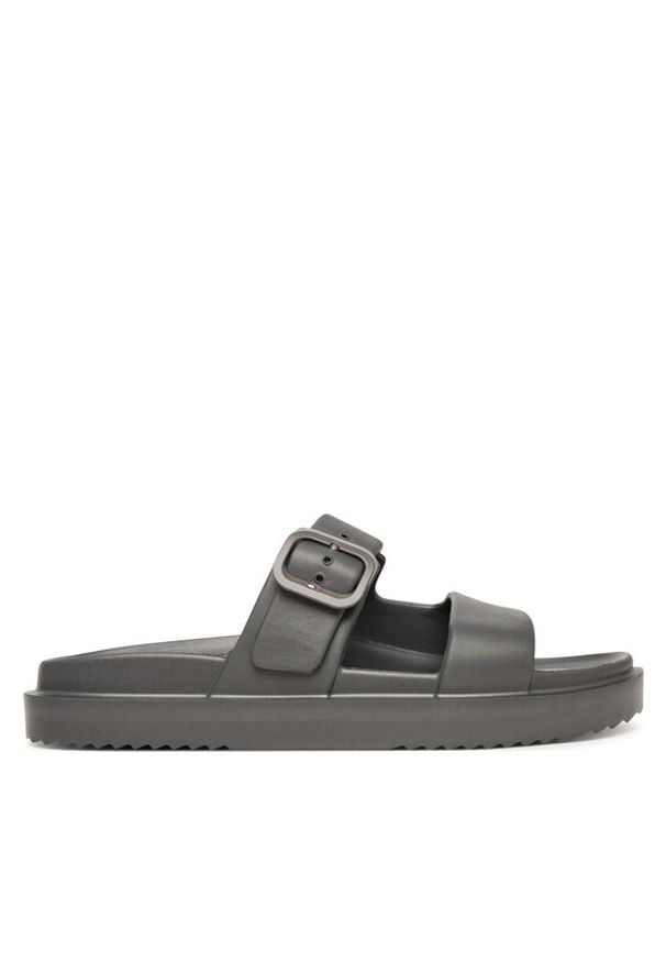 TOMMY HILFIGER - Tommy Hilfiger Klapki Double Strap FW0FW09114 Szary. Kolor: szary. Materiał: syntetyk