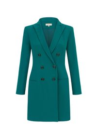 MARLU - Zielona sukienka marynarkowa. Kolor: zielony. Materiał: tkanina, wiskoza. Długość rękawa: długi rękaw. Długość: długie. Styl: elegancki #4