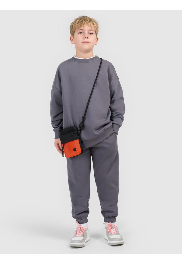 4f - 4F Komplet dresowy chłopięcy - szary 158/164 (12-14 lat). Okazja: na co dzień, na uczelnię, do domu. Typ kołnierza: bez kaptura. Kolor: szary. Materiał: dresówka. Sezon: lato. Styl: casual