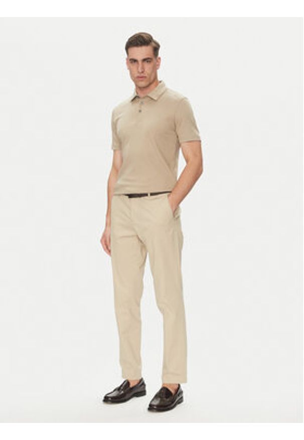 BOSS Polo Palosh 30 50471335 Beżowy Slim Fit. Typ kołnierza: polo. Kolor: beżowy. Materiał: bawełna
