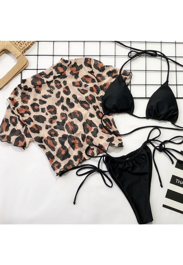 Intica - Strój kąpielowy z crop topem na lato plażowy wzór Senada. Kolor: wielokolorowy. Materiał: materiał