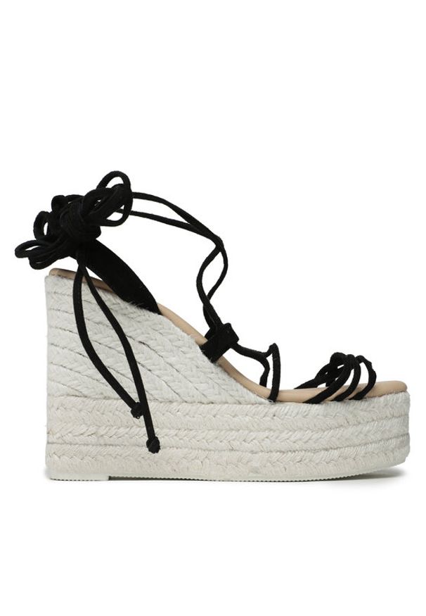 Manebi Espadryle Lace-Up Wedge Espadrilles L 8.6 WA Czarny. Kolor: czarny. Materiał: skóra, zamsz