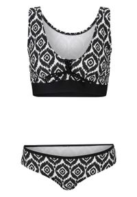 Bikini bustier (2 części) bonprix czarno-biały w graficzny wzór. Kolor: czarny