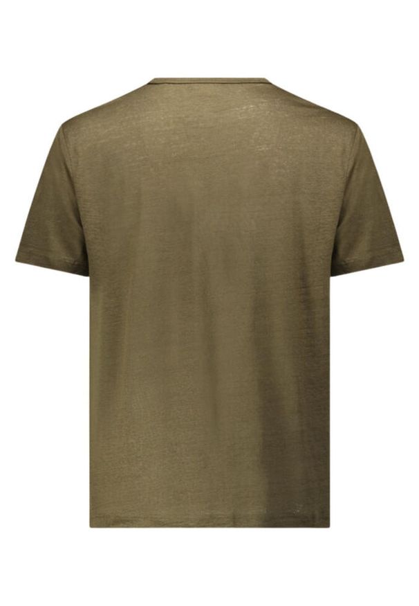 GANT - Koszulka męska Gant Linen Ss T-shirt lniany. Kolor: zielony. Materiał: len