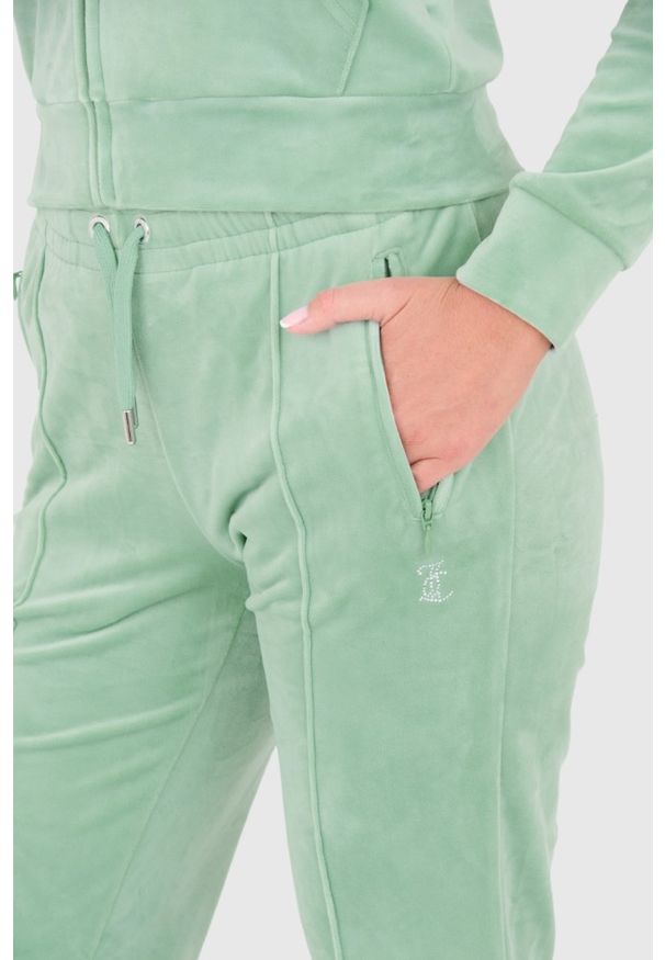 Juicy Couture - JUICY COUTURE Seledynowe damskie spodnie dresowe Tina, Rozmiar XS. Kolor: niebieski. Materiał: dresówka