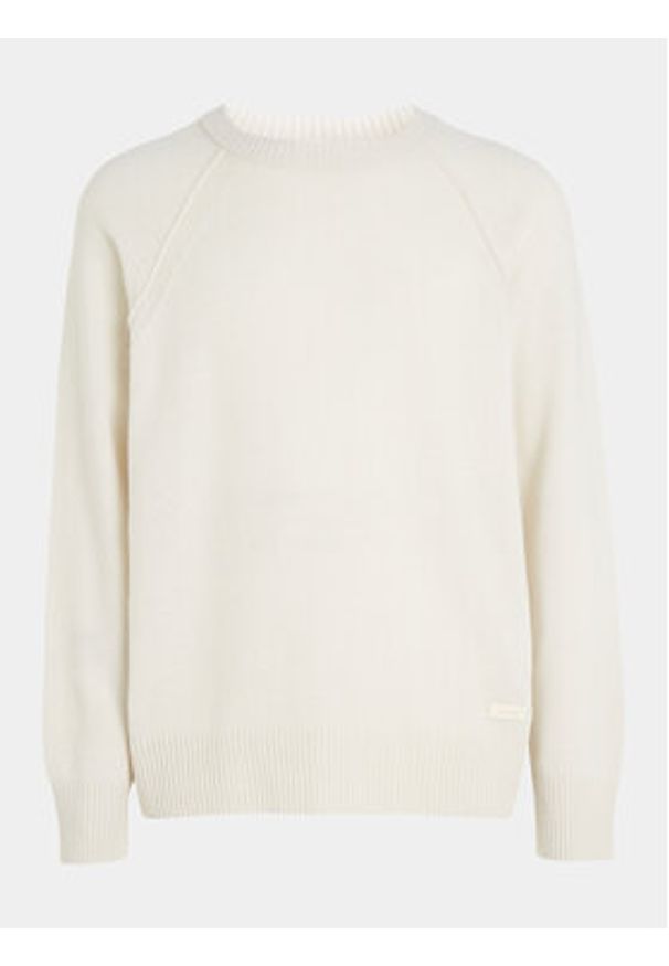 Calvin Klein Sweter K10K111954 Écru Regular Fit. Materiał: wełna