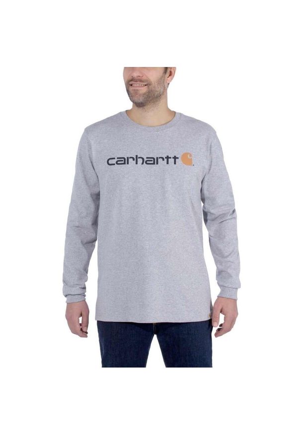 Koszulka sportowa męska z długim rękawem Carhartt. Okazja: na co dzień. Kolor: szary. Długość rękawa: długi rękaw. Długość: długie. Styl: sportowy. Sport: turystyka piesza
