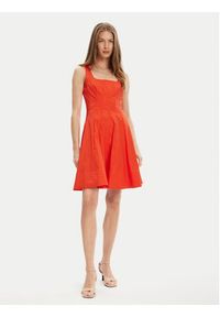 STAUD Sukienka codzienna Mini Wells R25S2249PO Pomarańczowy Slim Fit. Okazja: na co dzień. Kolor: pomarańczowy. Materiał: bawełna. Typ sukienki: proste. Styl: casual. Długość: mini #4