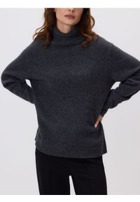 Reserved - Wełniany sweter z kaszmirem - ciemnoszary. Kolor: szary. Materiał: kaszmir, wełna