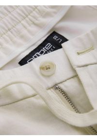 Ombre Clothing - Podwijane męskie spodnie chino z dodatkiem lnu – kremowe V2 OM-PACP-0198 - XL. Okazja: na co dzień. Kolor: kremowy. Materiał: len. Sezon: lato. Styl: casual #7