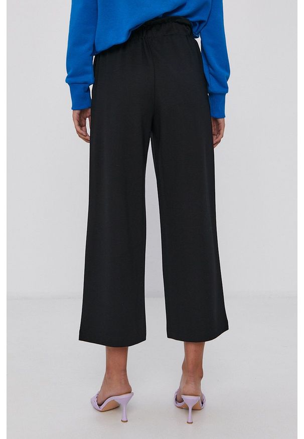 only - Only Spodnie damskie kolor czarny szerokie high waist. Stan: podwyższony. Kolor: czarny. Materiał: materiał, wiskoza