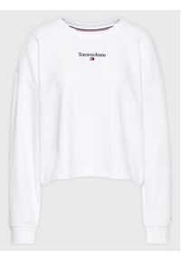 Tommy Jeans Bluza Essential Logo DW0DW15409 Biały Regular Fit. Kolor: biały. Materiał: syntetyk