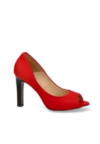 Arturo Vicci - Czółenka czerwone zamszowe peep toe. Nosek buta: otwarty. Kolor: czerwony. Materiał: zamsz. Obcas: na słupku #1