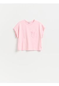 Reserved - T-shirt z kieszonką - pastelowy róż. Kolor: różowy. Materiał: bawełna