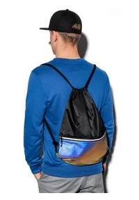 Ombre Clothing - Worek plecak męski A270 - czarny/fioletowy - uniwersalny. Kolor: czarny. Materiał: poliester #2
