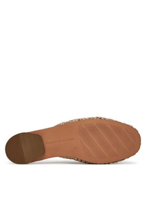 TOMMY HILFIGER - Tommy Hilfiger Klapki Crochet Metallic Leather Mule FW0FW08606 Złoty. Kolor: złoty. Materiał: skóra