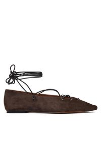 Lauren Ralph Lauren - LAUREN RALPH LAUREN Baleriny Suede Lace-Up Pointed Ballet Flat 818P15775001 Brązowy. Kolor: brązowy. Materiał: skóra, zamsz #1