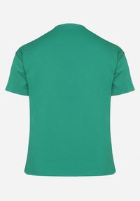 Born2be - Ciemnozielony Bawełniany T-shirt z Ozdobnym Nadrukiem i Napisem Ilenira. Kolekcja: plus size. Kolor: zielony. Materiał: bawełna. Wzór: napisy, nadruk #5