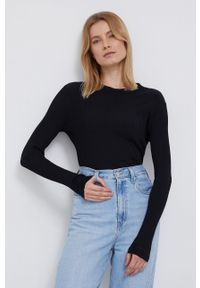 Calvin Klein Sweter damski kolor czarny. Okazja: na co dzień. Kolor: czarny. Materiał: dzianina. Długość rękawa: długi rękaw. Długość: długie. Styl: casual
