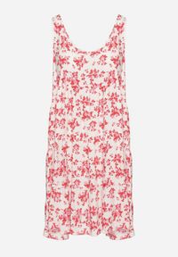 Born2be - Biało-Różowa Rozkloszowana Sukienka z Bawełny z Kwiatowym Wzorem Anniviana. Okazja: na co dzień, na imprezę. Kolor: biały. Materiał: bawełna. Wzór: kwiaty. Typ sukienki: proste. Styl: klasyczny, casual, elegancki #5