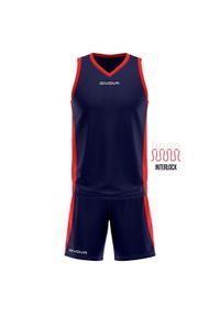 Givova Kit Power Interlock 3XS – zestaw sportowy bez rękawów. Kolor: czerwony, niebieski, pomarańczowy, wielokolorowy. Długość rękawa: bez rękawów. Sport: koszykówka