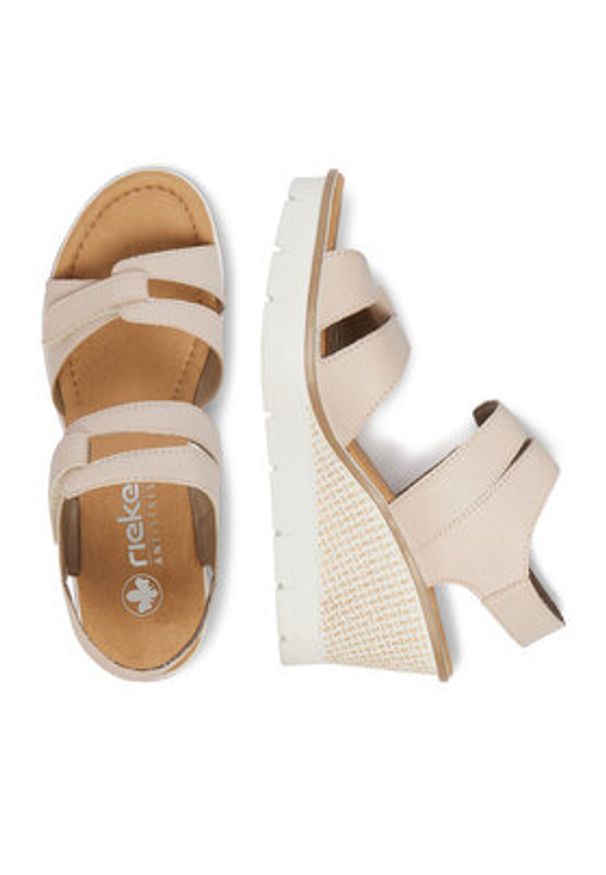 Rieker Sandały 68556-31 Beżowy. Kolor: beżowy. Materiał: skóra, syntetyk