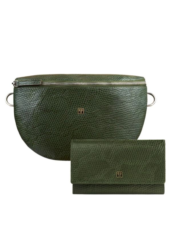 PAOLO PERUZZI - Portfel damski skórzany T-09-GR i saszetka nerka damska T-36-PGB zestaw prezentowy Paolo Peruzzi ZUP-136-PGB. Materiał: skóra