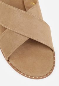 Born2be - Beżowe Sandały VICES z Paskami w Kształcie X z Imitacji Zamszu Laraida. Okazja: na co dzień. Zapięcie: pasek. Kolor: beżowy. Materiał: zamsz. Wzór: paski. Sezon: lato. Styl: casual, elegancki #4