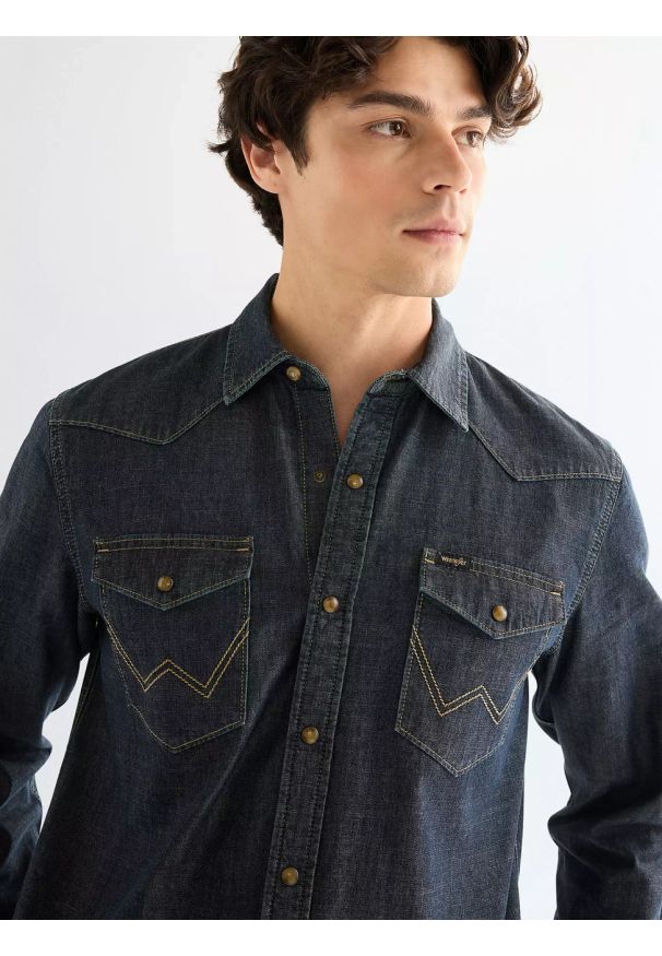 Wrangler - MĘSKA KOSZULA JEANSOWA WRANGLER WESTERN SHIRT CANYON 112378473. Materiał: jeans