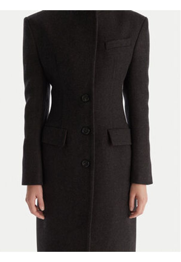 Pinko - PINKO Płaszcz wełniany Jacinta Capotto 106123 A30G Szary Regular Fit. Kolor: szary. Materiał: syntetyk