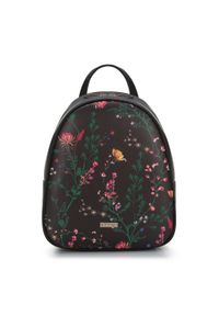 Wittchen - Damski plecak z ekoskóry klasyczny w kwiaty klasyczny. Kolor: czarny. Materiał: skóra ekologiczna. Wzór: kwiaty. Styl: klasyczny #1