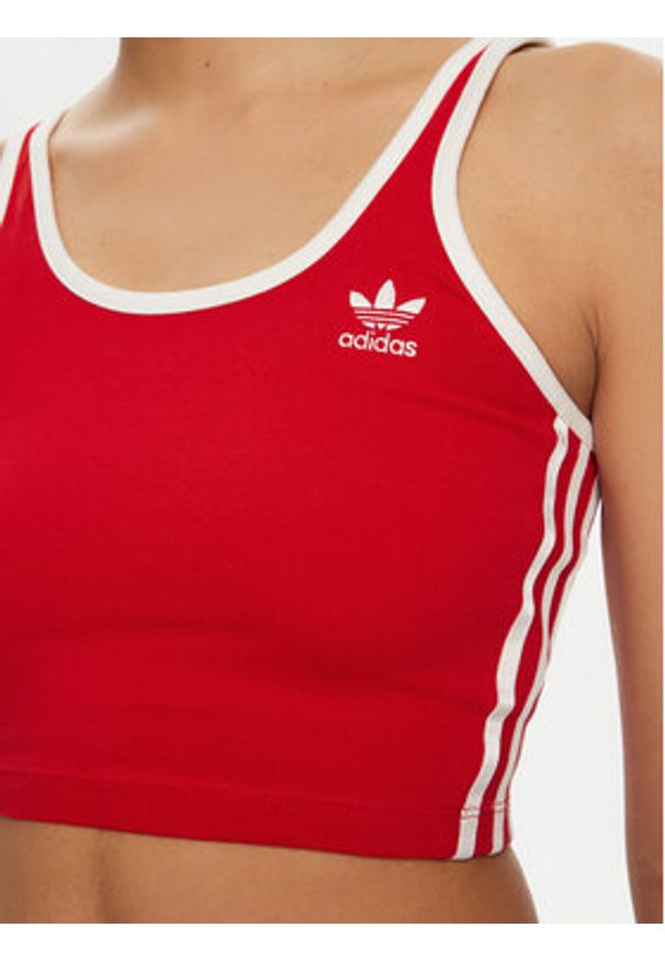 Adidas - adidas Top adicolor 3-Stripes JD4615 Czerwony Slim Fit. Kolor: czerwony. Materiał: bawełna