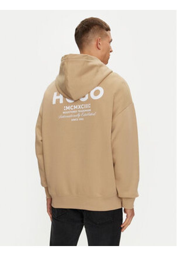 Hugo Bluza Nazardo 50510724 Beżowy Loose Fit. Kolor: beżowy. Materiał: bawełna