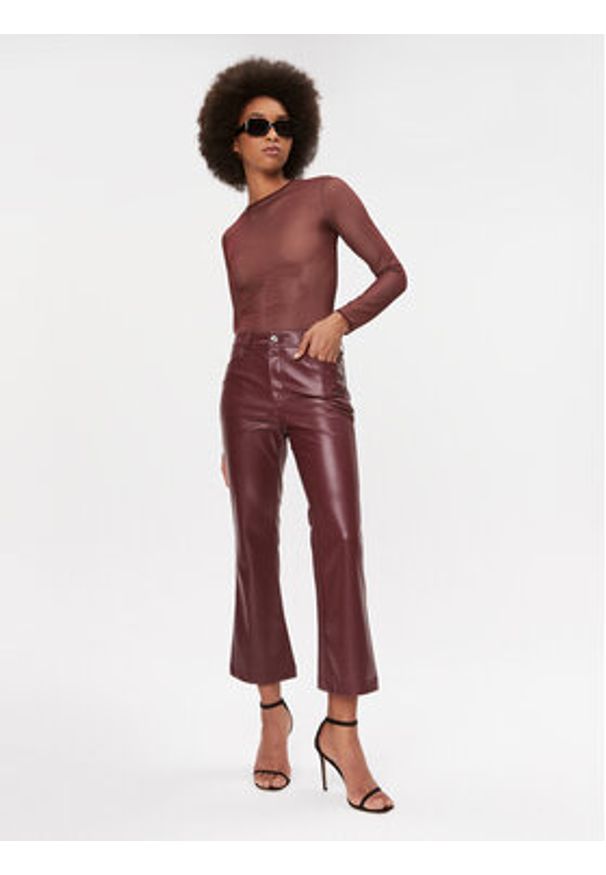 TwinSet - TWINSET Body 232TT2480 Bordowy Slim Fit. Kolor: czerwony. Materiał: syntetyk