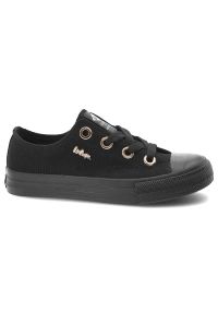 Trampki damskie Lee Cooper, cholewka z materiału tekstylnego wiązanie z przodu metalowe oczka na płaskiej podeszwie, czarne, LCW-26-02-4069L SVL-653. Okazja: na co dzień. Zapięcie: sznurówki. Kolor: czarny. Materiał: materiał. Szerokość cholewki: normalna. Obcas: na płaskiej podeszwie. Styl: casual, klasyczny #6