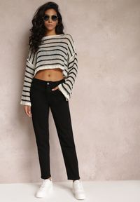 Renee - Czarne Jeansy Mom Fit High Waist Kasena. Okazja: na co dzień. Stan: podwyższony. Kolor: czarny. Styl: klasyczny, casual #5