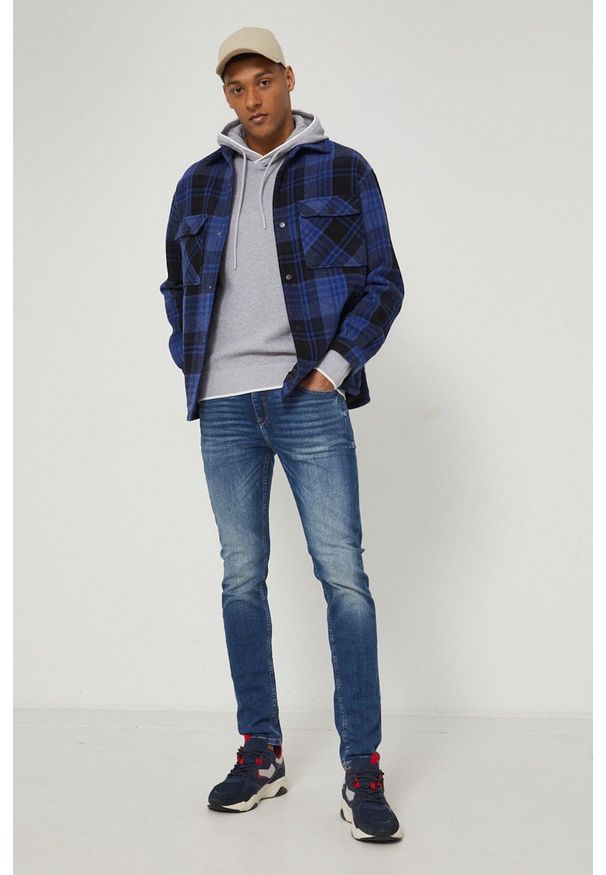 medicine - Medicine Sweter bawełniany męski kolor szary. Okazja: na co dzień. Typ kołnierza: kaptur. Kolor: szary. Materiał: bawełna. Wzór: gładki. Styl: casual